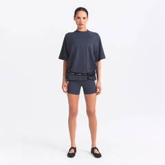 NikeSKIMS AIRY OVERSIZED TEE | DEEP ROYAL ON A MODEL FRONT VIEW @ | FOCUS: 0.0, 1.0, 0.9