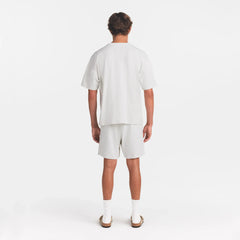 JERSEY LOUNGE MENS OVERSIZED T-SHIRT | CHALK HEATHER ON A MODEL BACK VIEW @ | FOCUS: 0.0, 1.0, 0.9