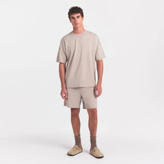 JERSEY LOUNGE MENS OVERSIZED T-SHIRT | LINEN ON A MODEL FRONT VIEW @ | FOCUS: 0.0, 1.0, 0.9