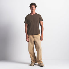 SKIMS COTTON MENS CLASSIC T-SHIRT | DRIFTWOOD ON A MODEL FRONT VIEW @ | FOCUS: 0.0, 1.0, 0.9