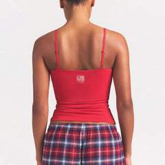 SKIMS FOR TEAM USA COTTON JERSEY OLYMPIC CAMI | RED ON A MODEL SIDE VIEW @ | FOCUS: 0.0, 1.0, 0.9