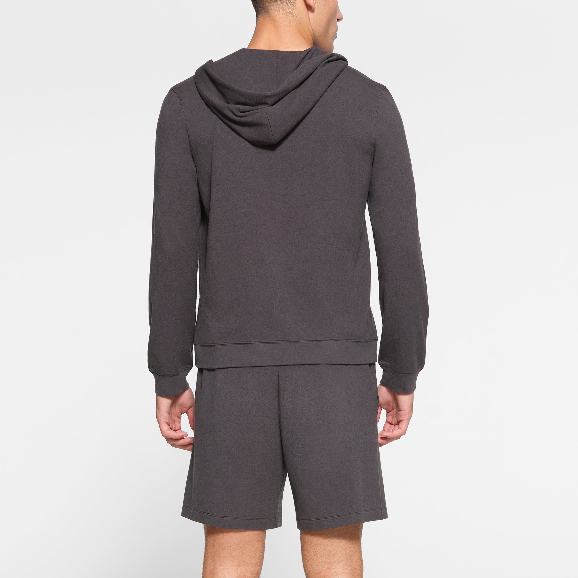 JERSEY LOUNGE MENS ZIP UP HOODIE | ASH MODEL BACK