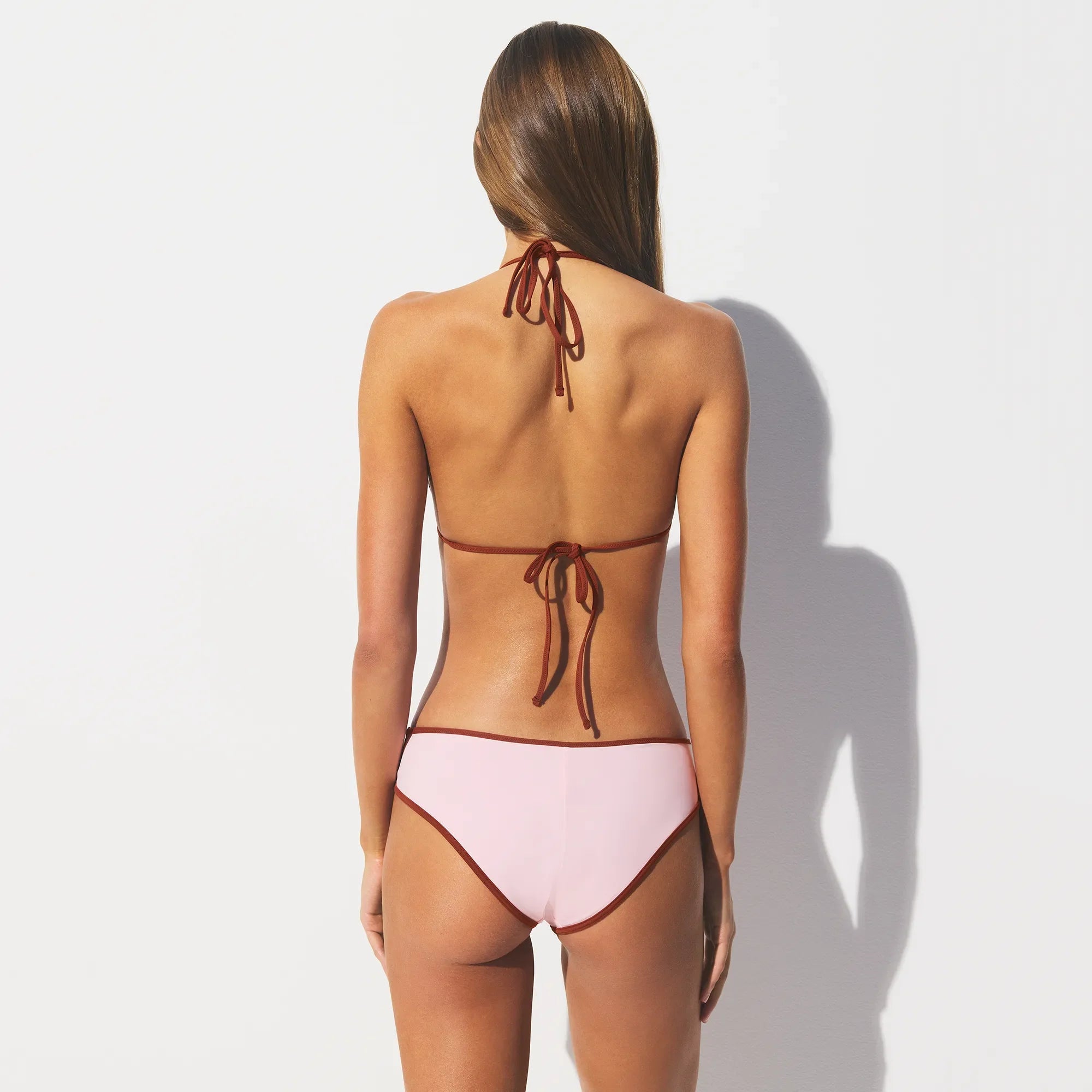 SIGNATURE SWIM TRIANGLE BIKINI TOP | CHERRY BLOSSOM CONTRAST ON A MODEL BACK VIEW 