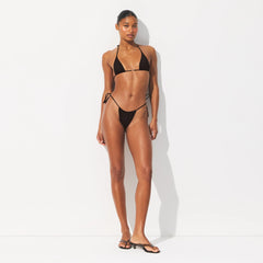 ICONIC SWIM HARDWARE TRIANGLE BIKINI TOP | OBSIDIAN ON A MODEL FRONT VIEW @ | FOCUS: 0.0, 1.0, 0.9