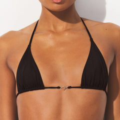 ICONIC SWIM HARDWARE TRIANGLE BIKINI TOP | OBSIDIAN ON A MODEL FRONT VIEW @ | FOCUS: 0.0, 1.0, 0.9