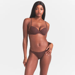 EVERYDAY COTTON BIKINI | COCOA HEATHER ON A MODEL SIDE  VIEW @ | FOCUS: 0.0, 1.0, 0.9