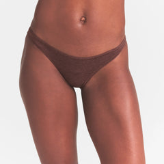 EVERYDAY COTTON BIKINI | COCOA HEATHER ON A MODEL SIDE  VIEW @ | FOCUS: 0.0, 1.0, 0.9