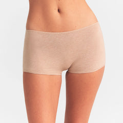 EVERYDAY COTTON BOY SHORT | CLAY HEATHER ON A MODEL SIDE  VIEW @ | FOCUS: 0.0, 1.0, 0.9