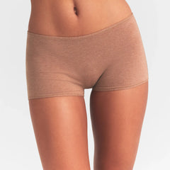 EVERYDAY COTTON BOY SHORT | SIENNA HEATHER ON A MODEL SIDE  VIEW @ | FOCUS: 0.0, 1.0, 0.9