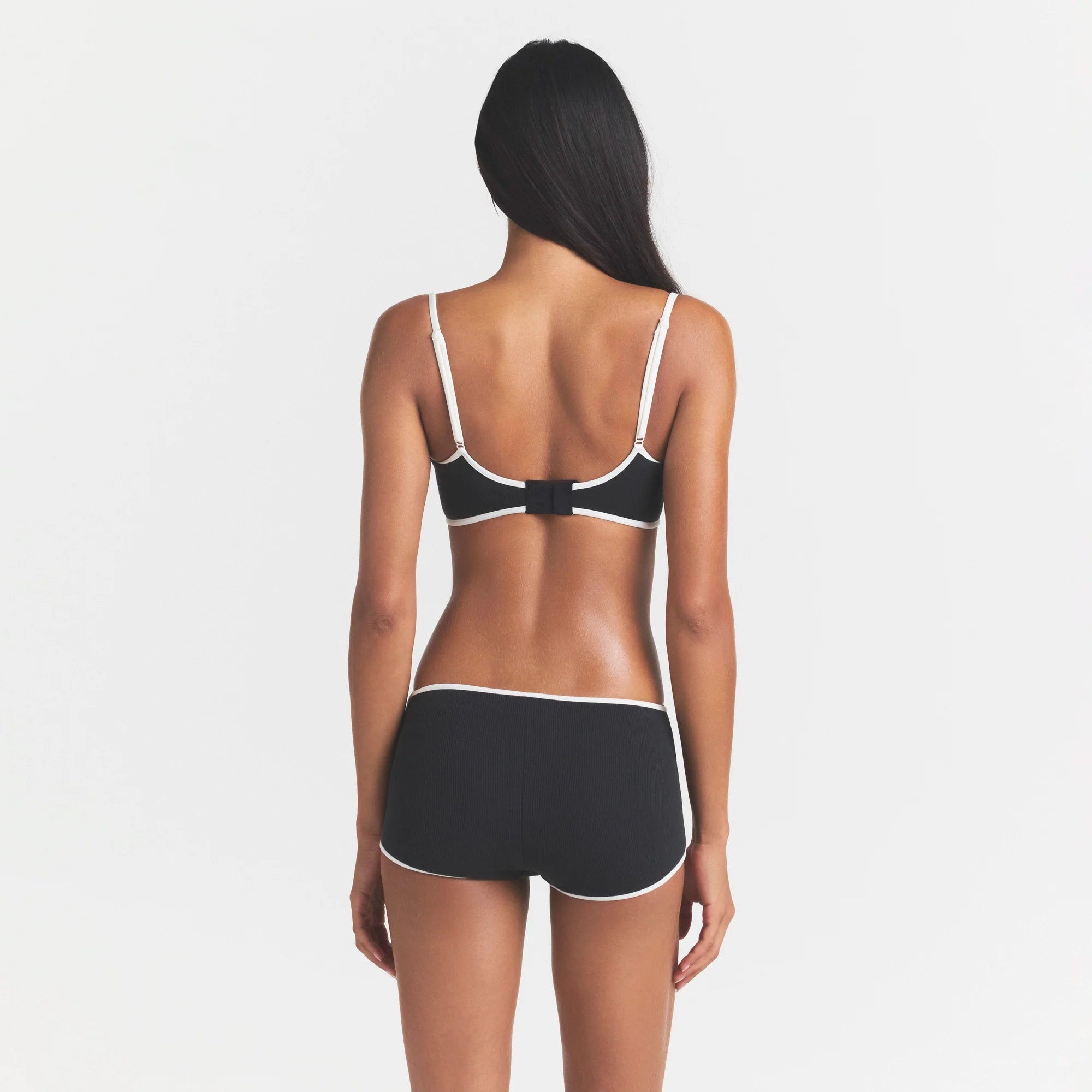 COTTON RIB BOY SHORT | SOOT CONTRAST & LAYS FLAT ON A WHITE BACKGROUND | FLT @ | FOCUS: 0.0, 1.0, 0.9