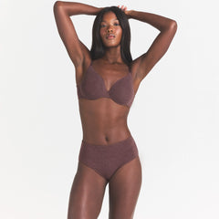 EVERYDAY COTTON BRIEF | COCOA HEATHER ON A MODEL SIDE VIEW @ | FOCUS: 0.0, 1.0, 0.9