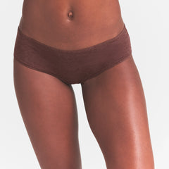 EVERYDAY COTTON HIPSTER | COCOA HEATHER ON A MODEL SIDE  VIEW @ | FOCUS: 0.0, 1.0, 0.9