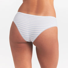 LIGHTWEIGHT COTTON LACE HIPSTER | AIRSPACE LAGUNA STRIPE ON A MODEL SIDE VIEW @ | FOCUS: 0.0, 1.0, 0.9