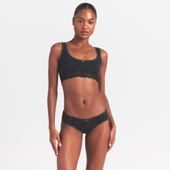 LIGHTWEIGHT COTTON LACE HIPSTER |  SOOT TONAL|ON MODEL | FOCUS: 0.0, 1.0, 0.9