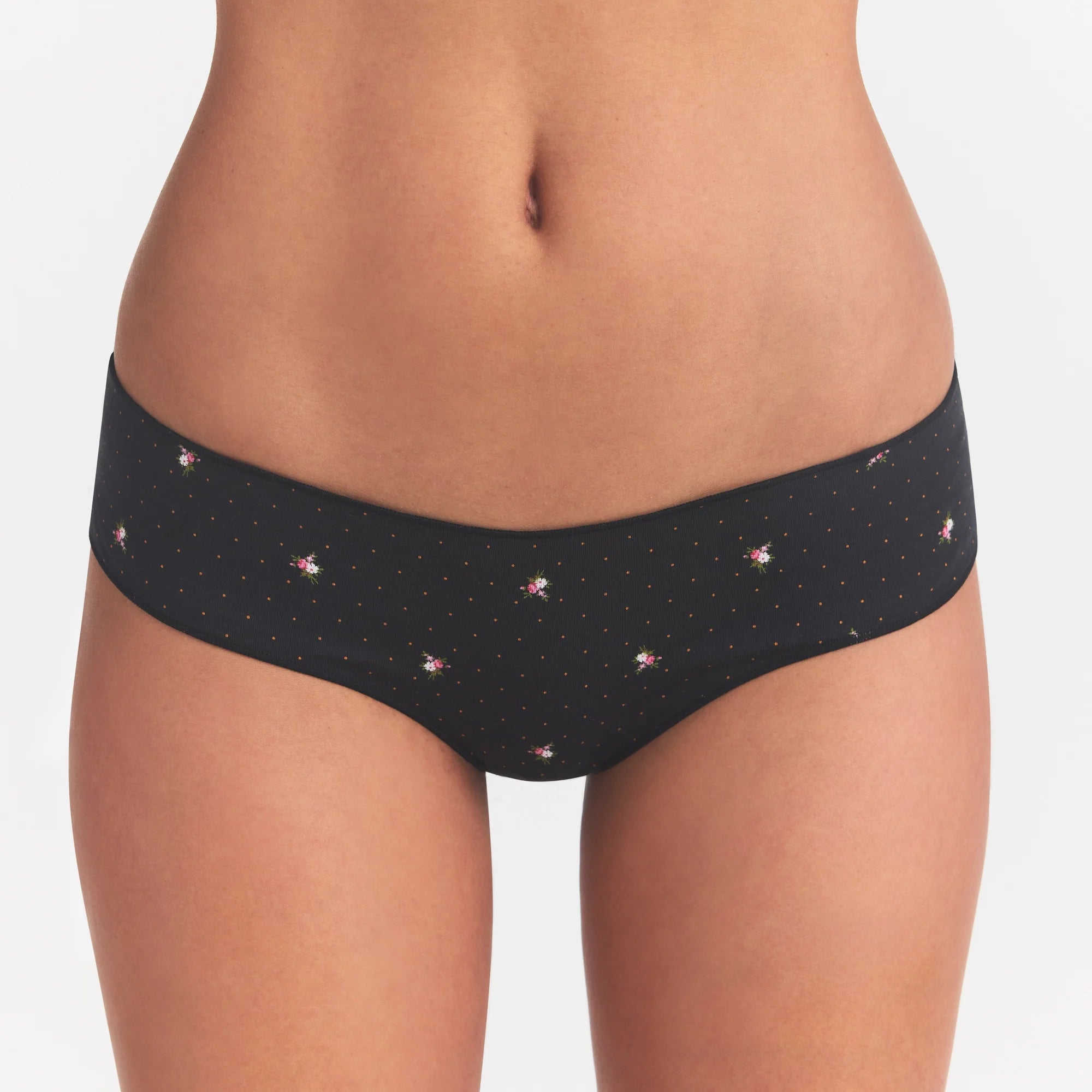 LIGHTWEIGHT COTTON RUCHED BACK HIPSTER 10-PACK | MICRO DOT FLORAL MULTI ON A MODEL SIDE VIEW @ | FOCUS: 0.0, 1.0, 0.9