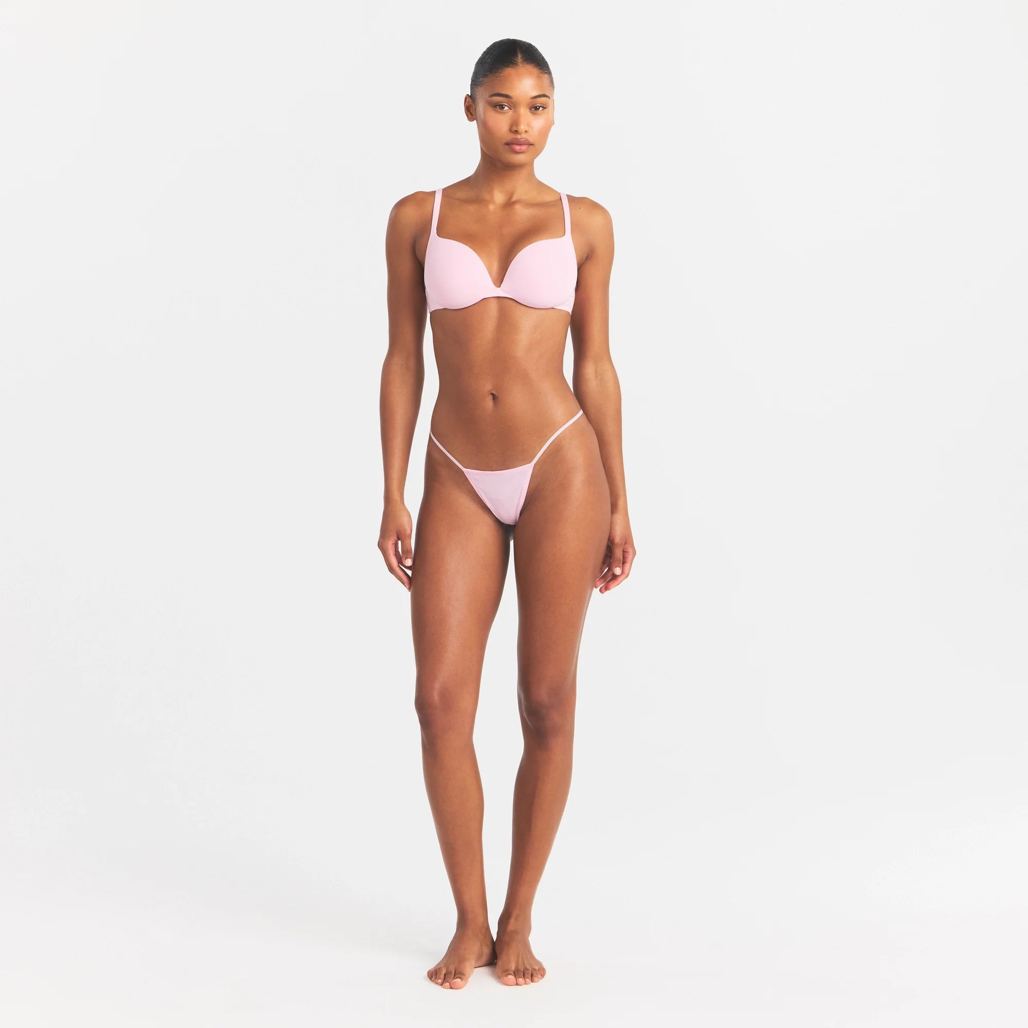 EVERYDAY COTTON STRING THONG | PEONY ON A MODEL FRONT VIEW @ | FOCUS: 0.0, 1.0, 0.9