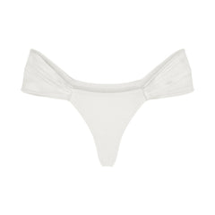 ULTRA FINE MESH DRAPED THONG | IVORY LAYS FLAT ON A WHITE BACKGROUND | FLT 