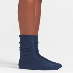 SKIMS FOR TEAM USA OLYMPIC LOUNGE SOCK | NAVYON A MODEL FRONT VIEW @ | FOCUS: 0.0, 1.0, 0.9