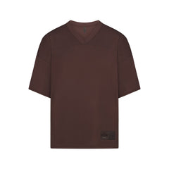NikeSKIMS AIRY V-NECK OVERSIZED TOP | DARK SEPIA FLAT ON A WHITE BACKGROUND | FLT