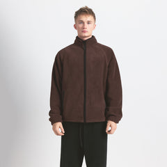 POLAR FLEECE MENS ZIP UP JACKET | ESPRESSO ON A MODEL FRONT VIEW @ | FOCUS: 0.0, 1.0, 0.9