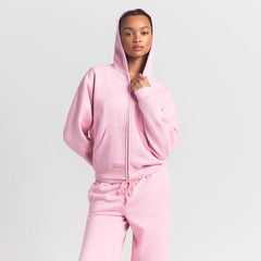 COTTON FLEECE CLASSIC ZIP UP HOODIE | HALITE ON A MODEL FRONT VIEW S | FOCUS: 0.0, 1.0, 0.9