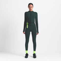 NikeSKIMS VINTAGE SEAMLESS FULL ZIP JACKET | DARK TEAL ON A MODEL FRONT VIEW @ | FOCUS: 0.0, 1.0, 0.9